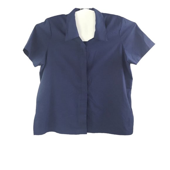 Vintage Image Women ( pit to pit is 28") Navy Blue Buttons Down Collared - Picture 2 of 7